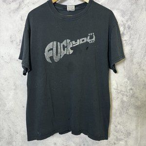 Vintage NC17 T Shirt Mens Large Black Short Sleeve F*ck You Y2k Skate USA